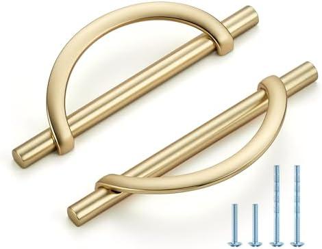 HOME EDIT Brushed Brass Cabinet Pulls, 5 Inch Hole Center, 128 mm, Curved Design Cabinet Handles for Kitchen,Cupboard, Drawer & Bathroom 6 Pack