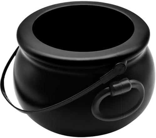 Amazon.com | 8" Plastic Black Cauldron Kettle Halloween Candy Bowl, Large Witch Cauldron Pot Bucket for Halloween Decorations Trick or Treat Party Supplies: Candy Servers