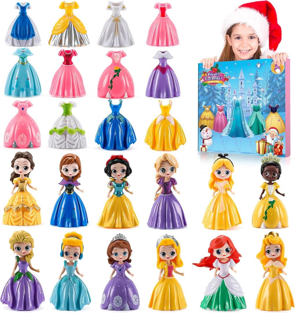 Advent Calendar Princess Toy - Princess Deformation Toy Christmas Countdown Calendars Princess Transformable Toys for Girls Xmas Gifts Play Party Favor