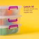 IRIS USA 6 Qt. Plastic Craft Storage Container Bins with Lids, 6 Pack, Small Art & Office Supply Organizer Tote, Sensory Bins & Boxes for Home & University, Stackable, Secure Latch Buckles, Clear