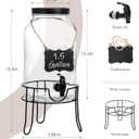 1.5 Gallon Glass Drink Dispensers for Parties, Ice Beverage Dispensers with Stand, Glass Water Dispenser with Spigot, Laundry Detergent Dispenser, Lemonade Dispenser