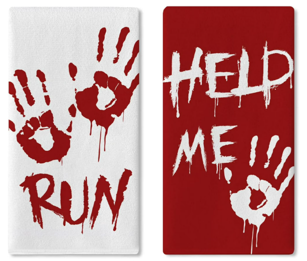 Halloween Horror hand towel Red, and White. 60" × 43" cm 2 count