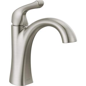 Delta Arvo Brushed Nickel Bathroom Faucet 1 Hole, Single Hole Bathroom Sink Faucet for Vanity, Push-Pop Drain Assembly, Spotshield Stainless 15840LF-SP