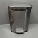Amazon Basics Smudge Resistant Mini Rectangular Trash Can with Soft-Close Foot Pedal, Brushed Stainless Steel, for Bathroom & Small Space, 5 l /1.3 Gallon, Satin Nickel, 7.3x8.5 x11.8 in (LxWxH)