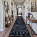 Beeiva Moroccan Hallway Runner Rug 2x10, Washable Non-Slip Low-Pile Runners for Hallways, Geometric Printed Long Carpet Rug for Kitchen, Laundry, Entryway - Black