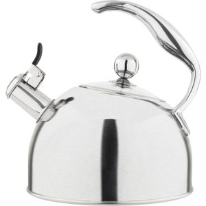 Viking 3-Ply Stainless Steel Tea Kettle, 2.6 Quart Stovetop Hot Water Pot with Tempered Glass Lid, Ergonomic Handle, Induction Ready, Satin Silver