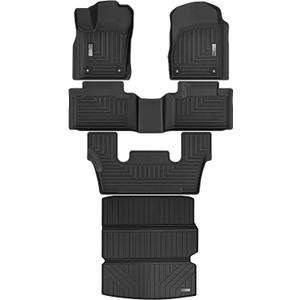 Floor Mats & Cargo Liner for 2011-2023 2024 Dodge Durango 2nd Row Bucket Seats (6-Passenger),1st & 2nd & 3rd Row with Trunk Mat Full Set,TPE All Weather Rubber Mat