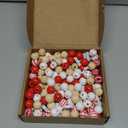 Waydress 200 Pcs Christmas Beads for Crafts Christmas Wooden Beads Bulk for Jewelry Making Red and White Beads Xmas Santa Gingerbread Candy Beads for Christmas Tree Garland DIY Holiday Hanging Decor