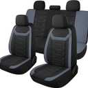 CAROMOP Breathable Car Seat Covers Full Seats,3D Air Mesh Cloth Seat Covers for Cars, Split Bench Compatible Car Interior Covers, Universal Fit Most Car Sedan Truck SUV(Black/Gray)