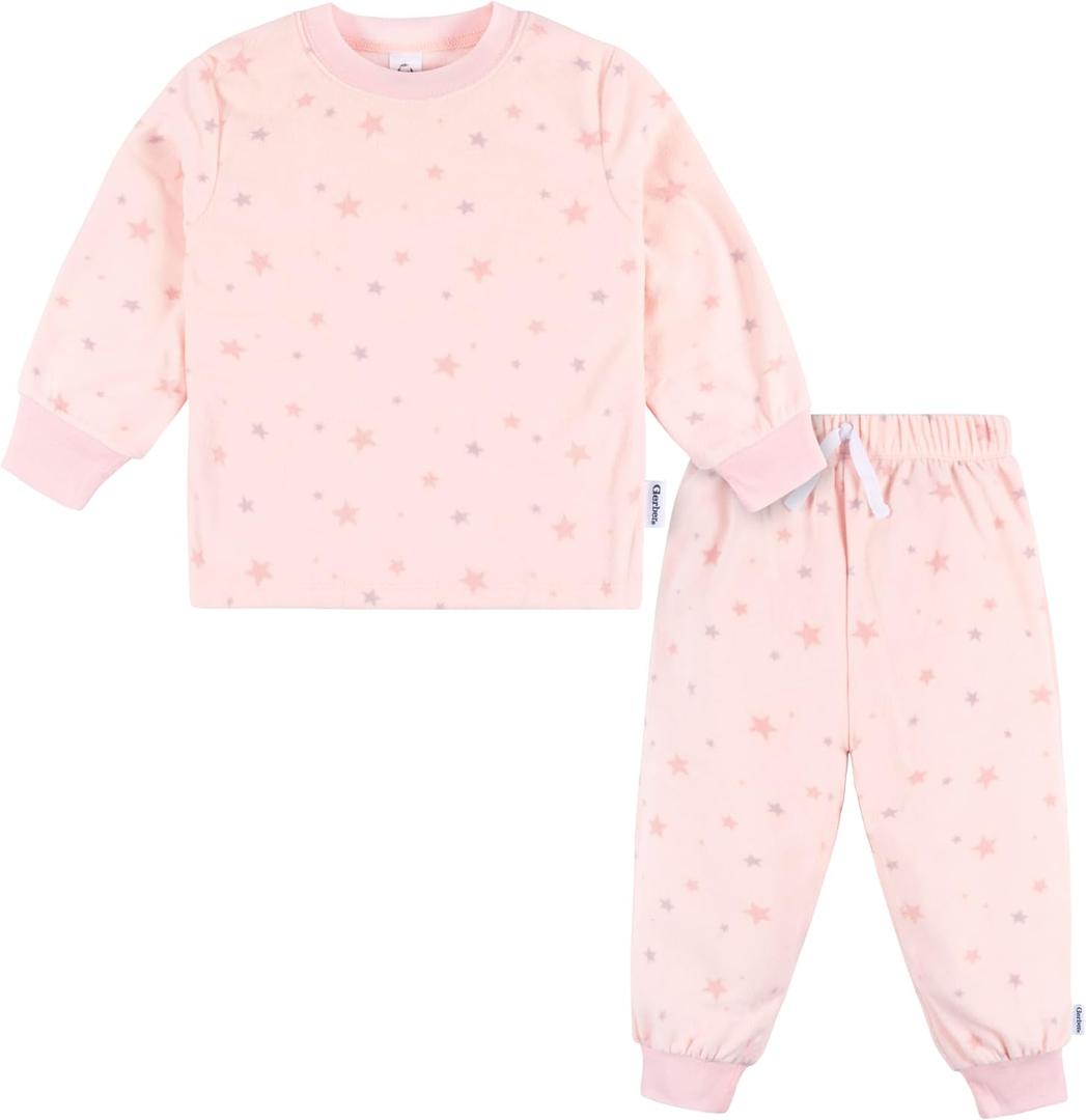 Gerber Baby Girls' 2-Piece Fleece Pajamas Pants Set (4T, Pink Stars)