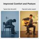 BlissKiss Adjustable Guitar Stool with Back Support - Professional Musician Throne with Instrument Hanger, Foldable Design for Stage & Studio, 33.9"-42.1" Height Range, Black