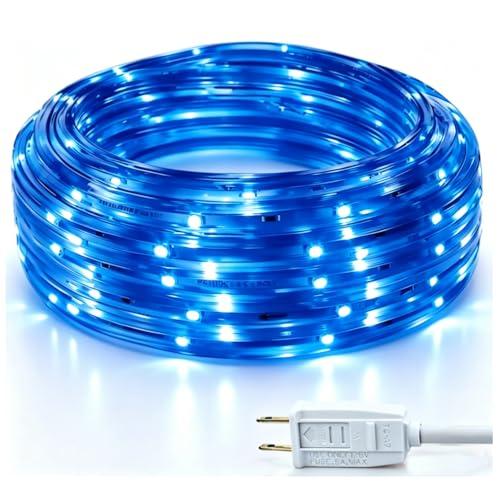 Areful LED Rope Lights, 33Feet Blue Flat Flexible Strip Light, Plug in Novelty Lighting, Connectable and Waterproof for Home Christmas Holiday Garden Patio Party Decoration