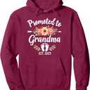 Promoted to Grandma Est 2025 Floral New Grandma Pullover Hoodie, L