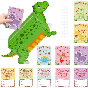 3 x Lemicin Dinosaur Valentines Box Valentines Day Boxes for Kids DIY Valentine Day Card Box with 35 Valentine Cards Valentine's Mailbox for Kids School Classroom Exchange Gift Party Activity Favors