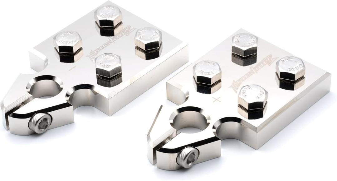 4 Spot Battery Terminal Distribution Block 8AWG up to 4/0(XL) Lug Style SAE Top Post Heavy Duty Electrical Grade Aluminum Pair (4 Spot Top Post)