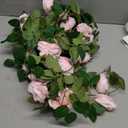 EdricShop 90cm Artificial Silk Rose Garland Fake Flower Ivy Vine Leaf Garland Plants 2 Bunches for Home Decor Wedding Arch Flowers - (Color: Pink)