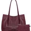 Large Tote Bag for Women Work Vegan Leather 16L Ladies Handbags Womens Big Purses Shoulder for Travel (C4-dark Red)