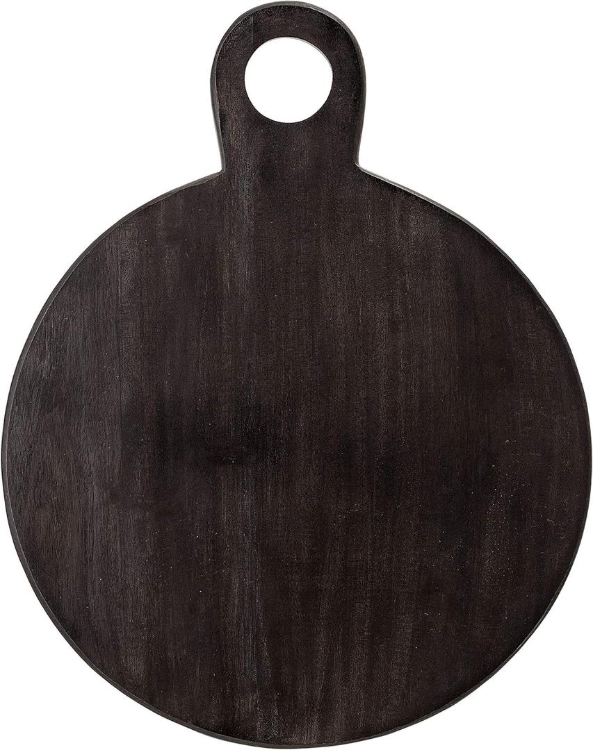 Bloomingville Round Acacia Wood Cheese and Cutting Board with Circle Handle, Black (18.8"L x 14.3"W)