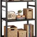 DUMOS 3 Tiers Bookshelf, Classical Book Shelf, Tall Display Shelves in Living Room/Home/Office, Storage Organizer for CDs/Books/Movies, Black
