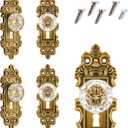 5.5 Inch Height Vintage Dummy Door Knob Interior Crystal Glass Door Knobs 4 Drawer Dresser Handles Antique Brass Cabinet Knobs Keyless Decorative Hallway Closet Door Pulls