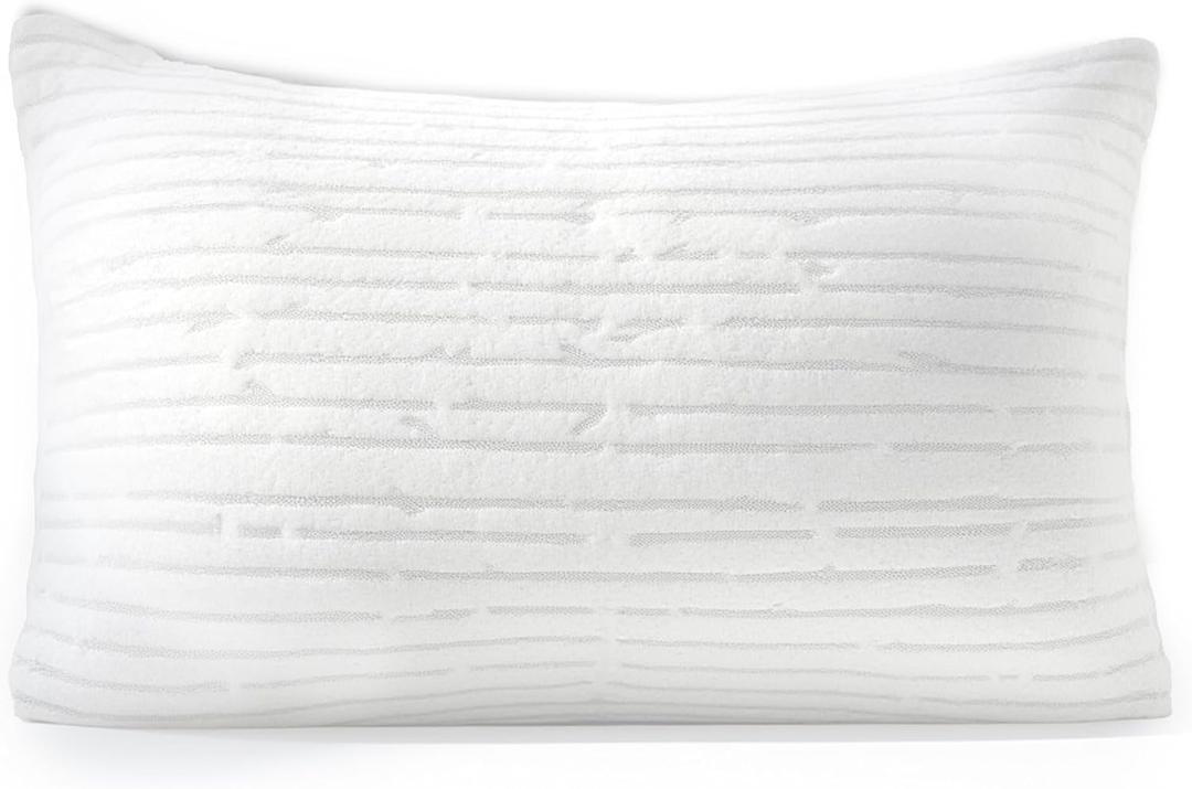Clara Clark Memory Foam Pillows 1 Pk, Queen Size Bed Pillows for Sleeping, Adjustable Pillow Shredded Memory Foam Filling for Back Stomach & Side Sleeper, CertiPUR-US, Washable Bamboo Rayon Cover