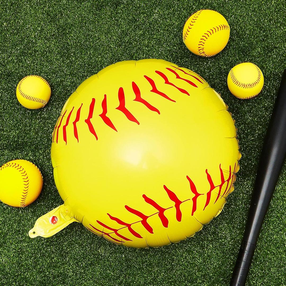 Softball Foil Balloons Softball Party Favors Round Balloons Sports Themed Party Backdrop for Birthday Baby Shower Boys Girls Decorations