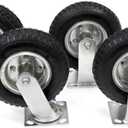 XtremepowerUS 8" inch Pneumatic Caster Set of (4) Large Size Tire Heavy Duty 2-Swivel / 2 - Rigid Furniture Workbench Cart Farm Garden Lawn