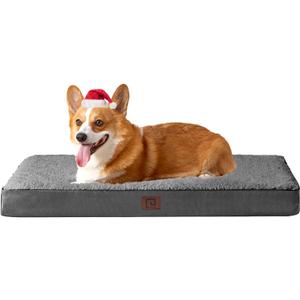 EHEYCIGA Orthopedic Dog Beds for Large Dogs with Removable Washable Cover for Crate, Grey, 35x23