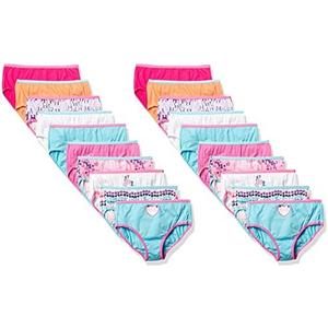 Hanes Girls' and Toddler Underwear, Cotton Knit Tagless Brief, Hipster, and Bikini Panties, Multipack  Size 6