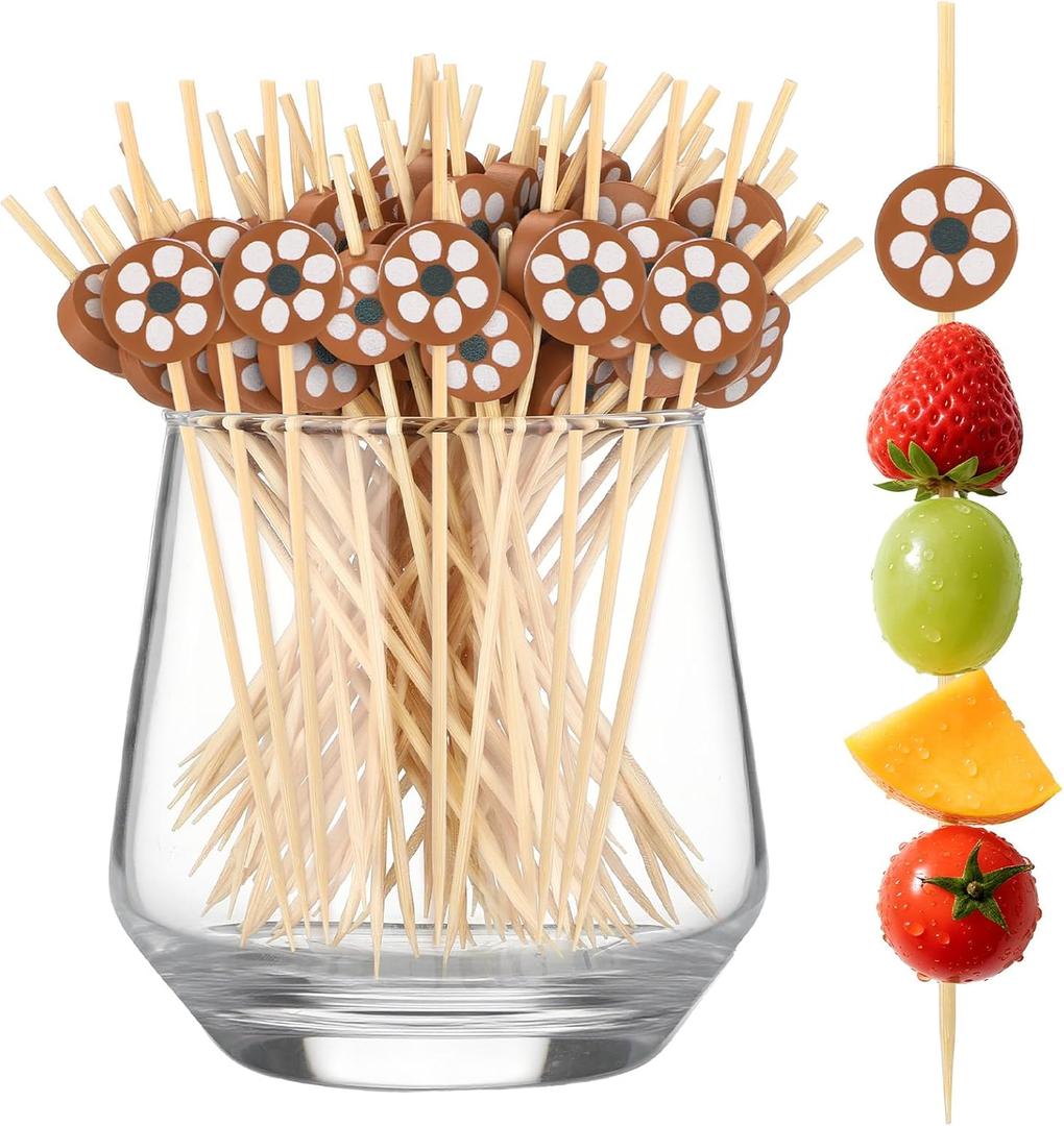 Bokon 200 Pcs De Barro Cocktail Picks Mexicanos Cielito Lindo Party Decoration Long Toothpicks Sandwich Appetizer Charcuterie Skewers Decorative Bamboo Sticks for Birthday Wedding Party