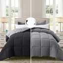 ELNIDO QUEEN All-Season Reversible Down Alternative Quilted Comforter- Corner Duvet Tabs-Machine Washable-Duvet Insert or Stand  Alone Lightweight Comforter- Black/Gray -Full Size(8286 Inch)