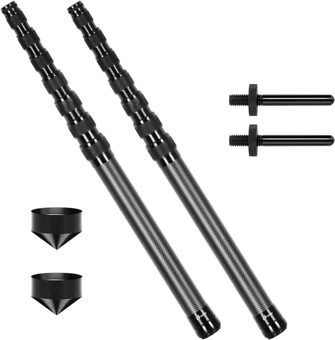 Telescopic Tarp Poles, Canopy Adjustable Carbon Fiber Poles Set of 2, Portable & Lightweight Tent Tarps for Awning, Camping, Hiking 118"