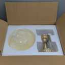 Bofea-Gold Semi Flush Mount Ceiling Light,Brass Light Fixture,Vintage Milk Yellow Glass Flush Mount Ceiling Lights,Hallway Light Fixtures,Mid Century Chandelier for Foyer Bedroom Bathroom