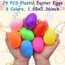 2 x 24 Pack Easter Sticky Hands Toys with 24 Pcs Plastic Easter Eggs, Easter Bunny Egg Chick Carrot Flower Basket Sticky Stretchy Toys for Kids Girls Boys Easter Basket Stuffers Party Favors Gifts