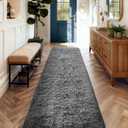 Ophanie 2x10 Runner Rug for Hallway, Upgrade Non-Slip Fluffy Soft Bedside Rugs, Bedroom Living Room Grey Shaggy Gray Carpet for Kids Girls Boys Dorm Nursery Home Decor Aesthetic