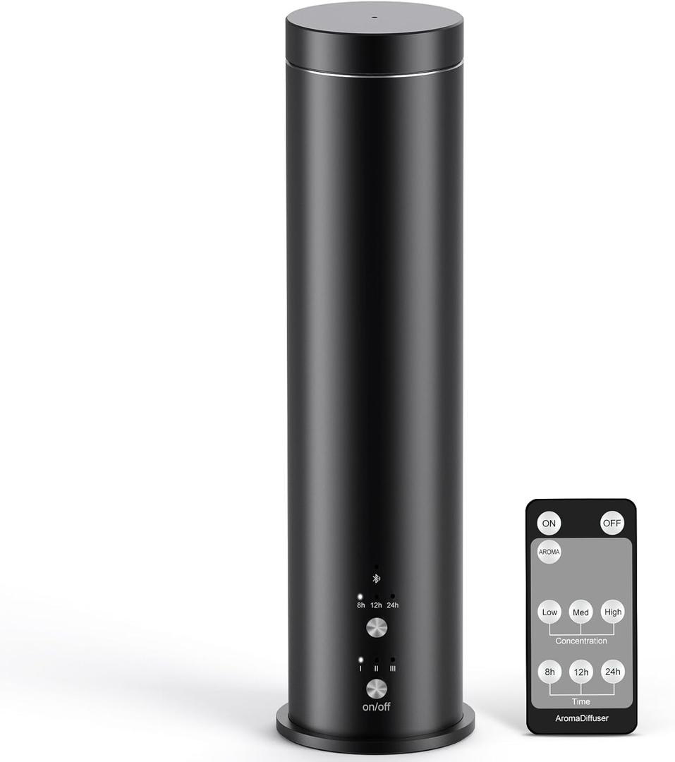 Waterless Essential Oil Diffuser Large Room Scent Diffuser for Home, Office, Hotel and Spas - Aromatherapy Diffuser Fragrance Oil Machine, Remote Control, Timer, Black