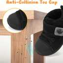 FEETCITY Baby Boots Boys Girls Infant Slippers Cozy Fleece Boots First Walking Shoes Warm Socks Newborn Crib Shoes (Black)