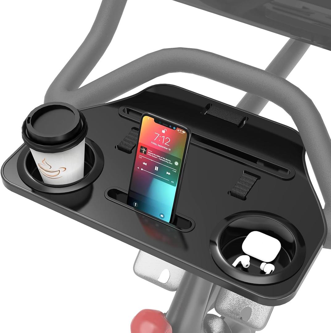 Desk Attachment for Peloton Bike+（Not Bike）, Tray Holder for Phone, Cup, Tablet, Ergonomic Platform Tray（Black）