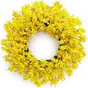 Spring Wreaths for Front Door, 24 Inch Yellow Forsythia Spring Door Wreath, Farmhouse Spring Door Wreaths on Grapevine for Celebration Wall Window Decoration Hanging