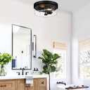 szzgco Flush Mount Ceiling Light Fixtures, 2-Light Black Ceiling Mount for Farmhouse with Clear Glass Lampshade, Industrial Flush Mount Light Fixture for Hallway, Kitchen, Entryway and Foyer