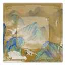 BNHJKFQZ Vintage Chinoiserie Mahjong Mat 31.5" x 31.5", Oriental Chinese Mountain Landscape Non-Slip Noise Reduction Mahjong Table Cover Accessories for Dominoes Poker Card Board and Tile Games Gifts