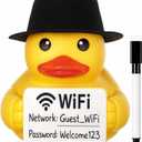 Soulchen 3 Pcs 7 Inch Wi-Fi Password Sign for Guests, Erasable Rubber Duck Wi-Fi Sign for Home Office Desk, Cute Yellow Duck Decor with Pen
