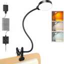 Glocusent 5W Clip on Light, 36LED Eye Caring Reading Light for Bed, 3 Colors & 5 Brightness Clip on Lamp with Adapter, Perfect Reading Light for Bed with Clamp/Bunk Bed/Headboard/Table/Desk (Black)