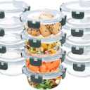 12 Pack Small Glass Food Storage Containers with Lids Airtight, 13oz Leak-Proof Meal Prep Containers Set, Freezer to Microwave Safe, Dishwasher Safe