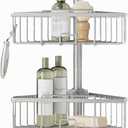 Zenna Home Tension Pole Shower Caddy, Corner Shower Storage System with 4 Adjustable Baskets, Bathroom Organization Solution, 60 to 108 Inch, Satin Nickel
