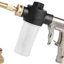 High Pressure Car Wash Foam Gun Sprayer, Heavy Duty Metal Garden Hose Nozzle with 3.5oz/100cc Plastic Soap Dispenser Bottle, for Pet Showering, Gardening, Floor Cleaning (Silver)