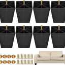 TURSTIN 8 Pack 4 Inch Furniture Legs Plastic Sofa Couch Legs Square Tapered Feet Sofa Legs with M8 T-Nuts Screws for Legs Sofas Chairs Cabinets Dressers Beds, Black