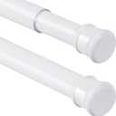 2 Pack No Sectional Assembly Tension Curtain Rod 56-104 Inch, 1" Diameter Spring Long Adjustable Shower Curtain Rods for Bathroom Windows Closet No Drilling No Rust, White