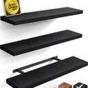 BAYKA Black Floating Shelves 35.4in, Set of 3, Wall Mounted for Wall Decor