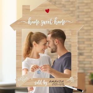 AceOrbit Real Estate Sold Sign Real Extra Large Estate Photo Props 31.5 x 26.8 Inch House Shaped Photo Booth Frame Closing Gifts for Agents New Home Owner